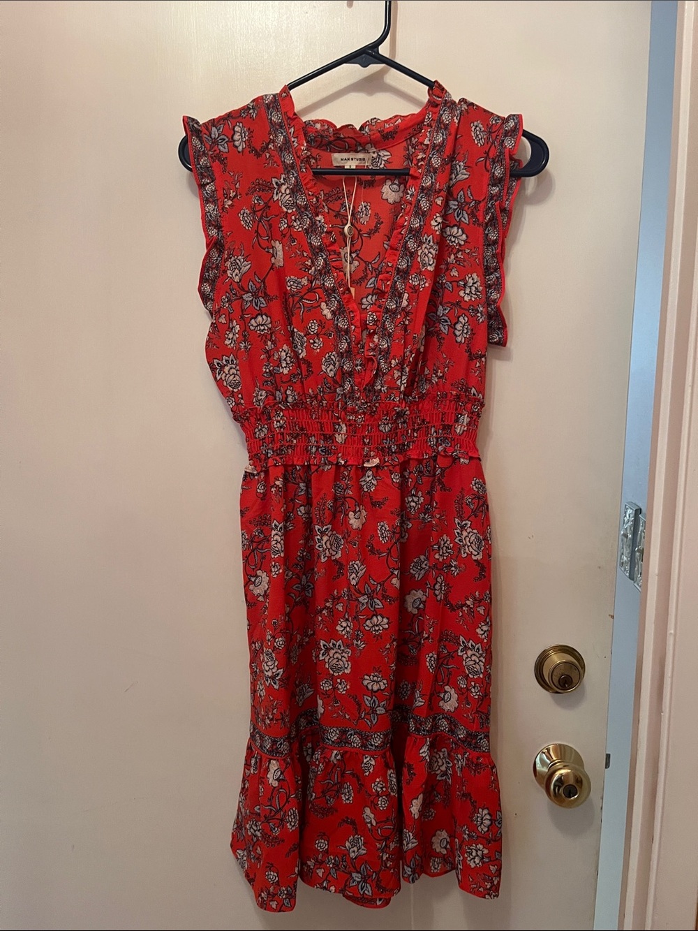 BUNDLE 3 MAX Studio Red and green Floral Ruffle dress + 1 free brown dress